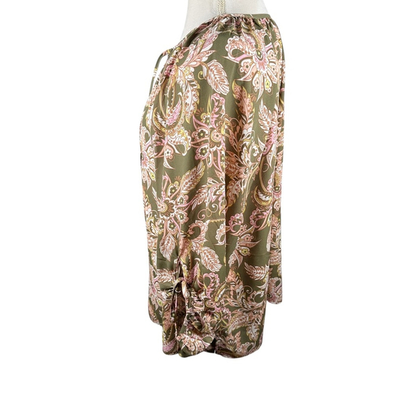 Belle Kim Gravel Boho Free Spirit Blouse Olive Dusk Paisley Peasant Top Size 1X - Picture 9 of 10